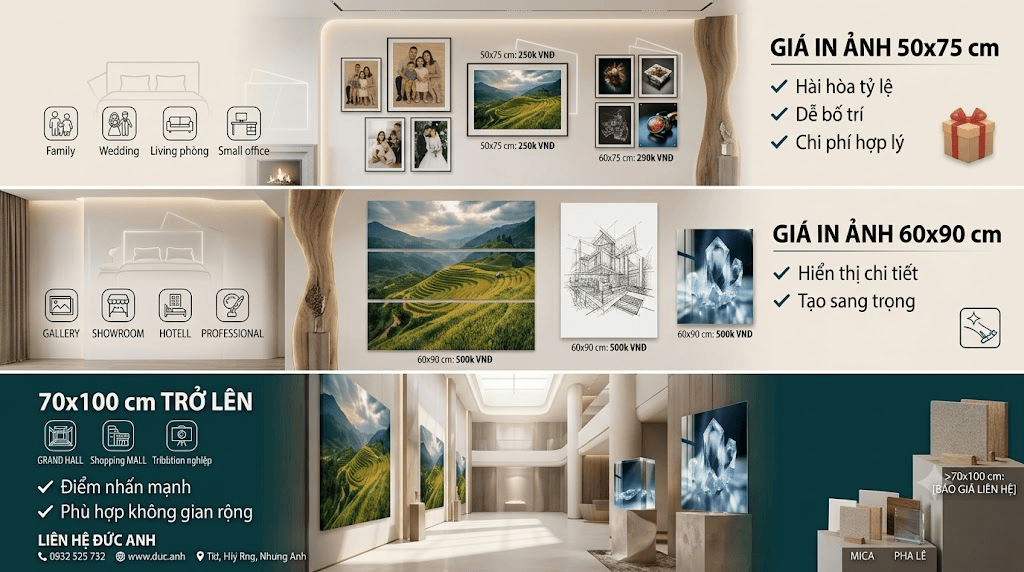 Bảng giá in ảnh khổ lớn mới nhất theo kích thước