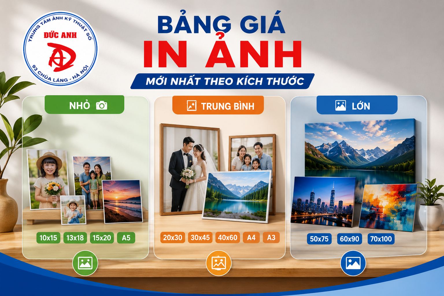 Bảng giá in ảnh mới nhất theo kích thước