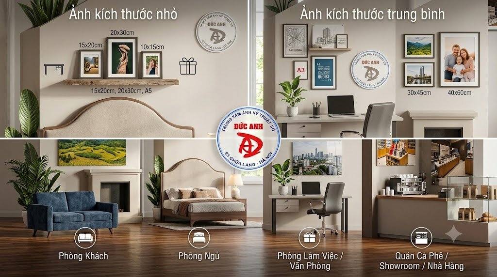 Các kích thước ảnh treo tường phổ biến hiện nay