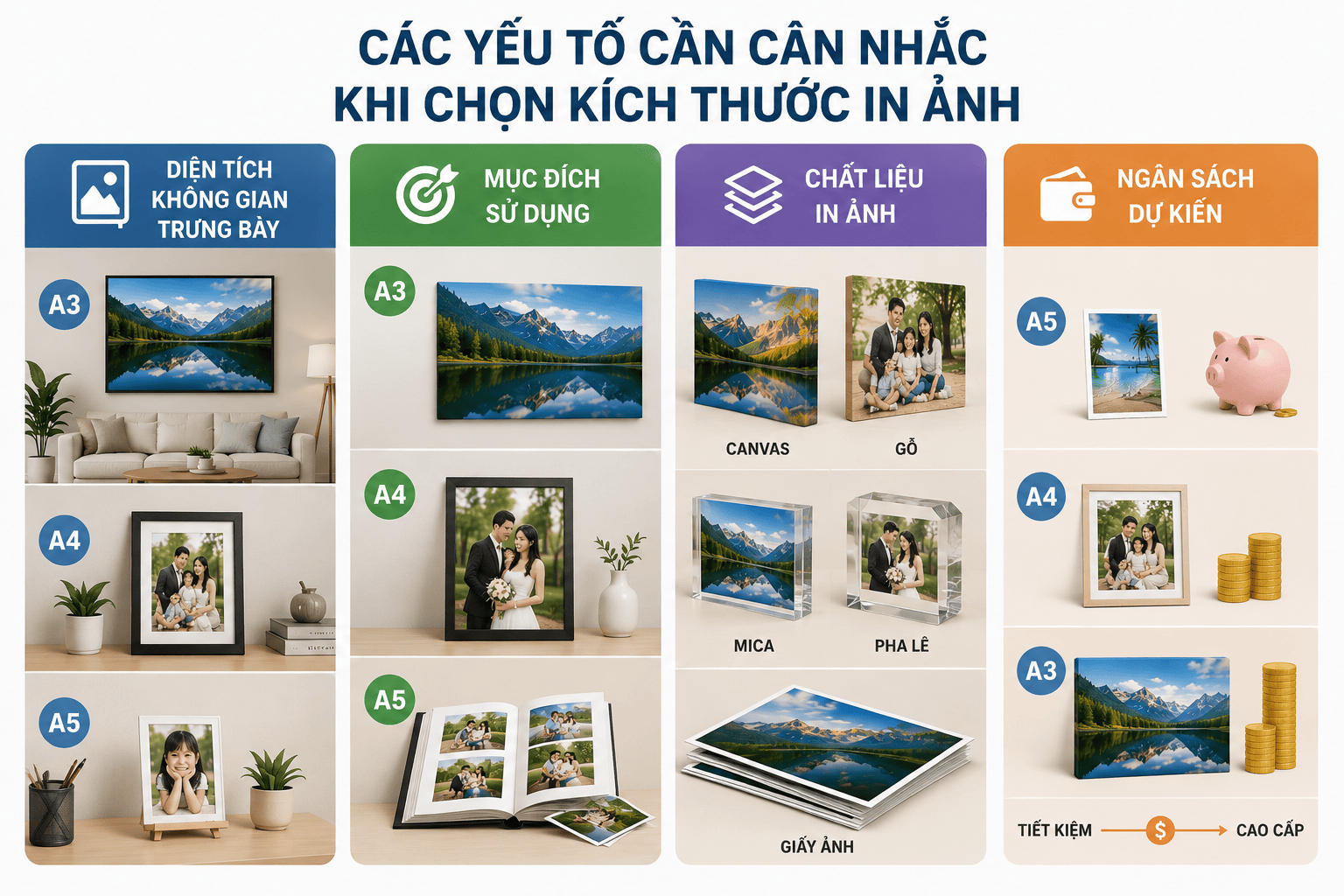 Các yếu tố cần cân nhắc khi chọn kích thước in ảnh