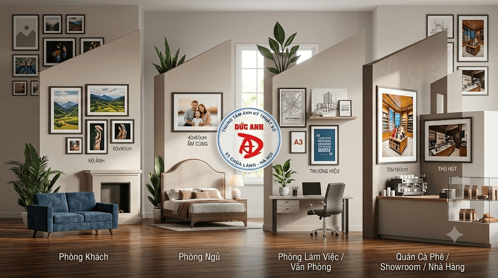 Cách chọn kích thước ảnh treo tường theo diện tích phòng