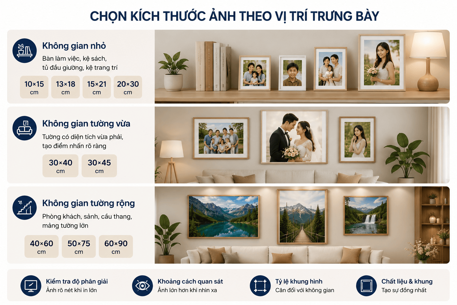 Chọn kích thước ảnh theo vị trí trưng bày