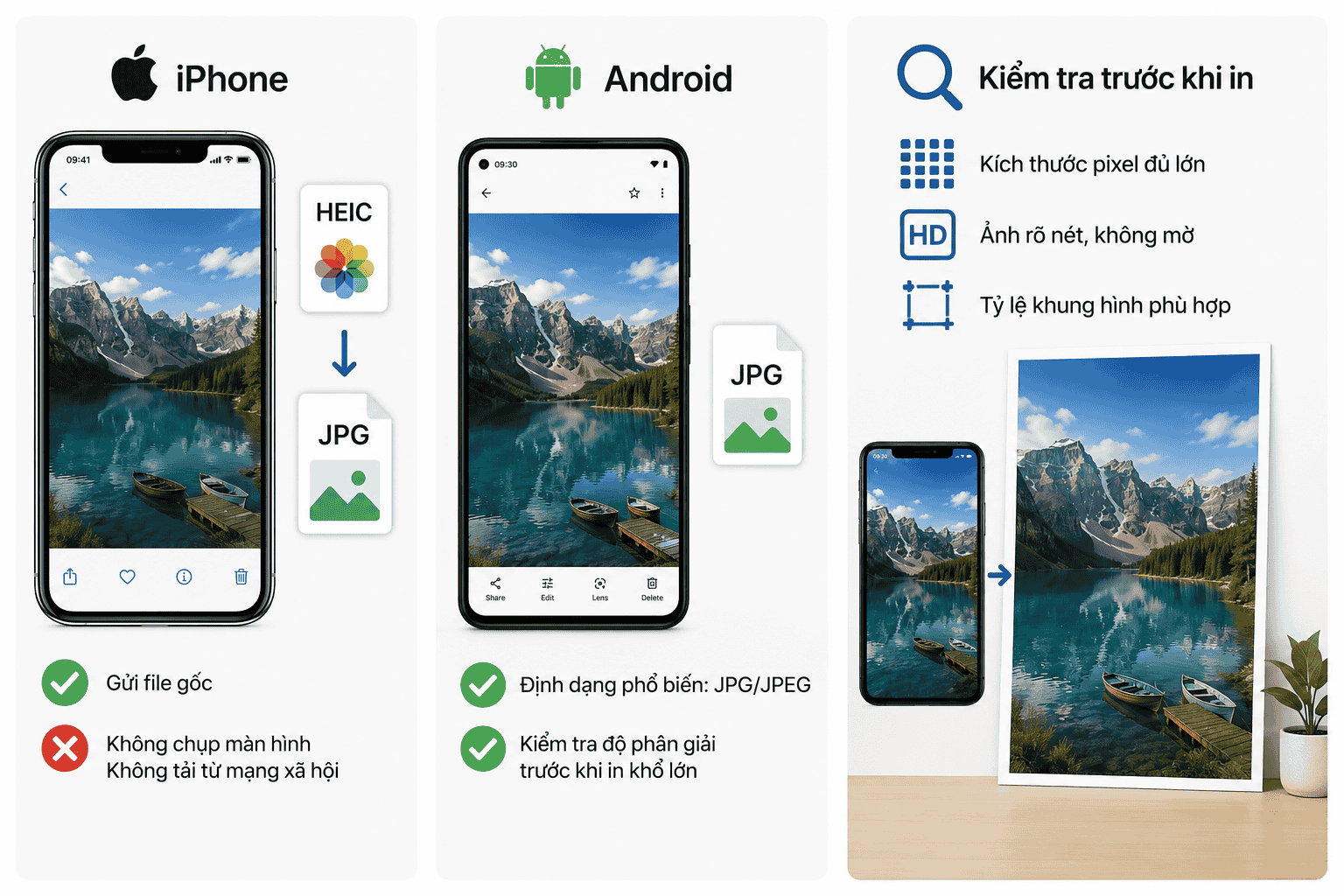 Lưu ý khi in ảnh từ iPhone và Android