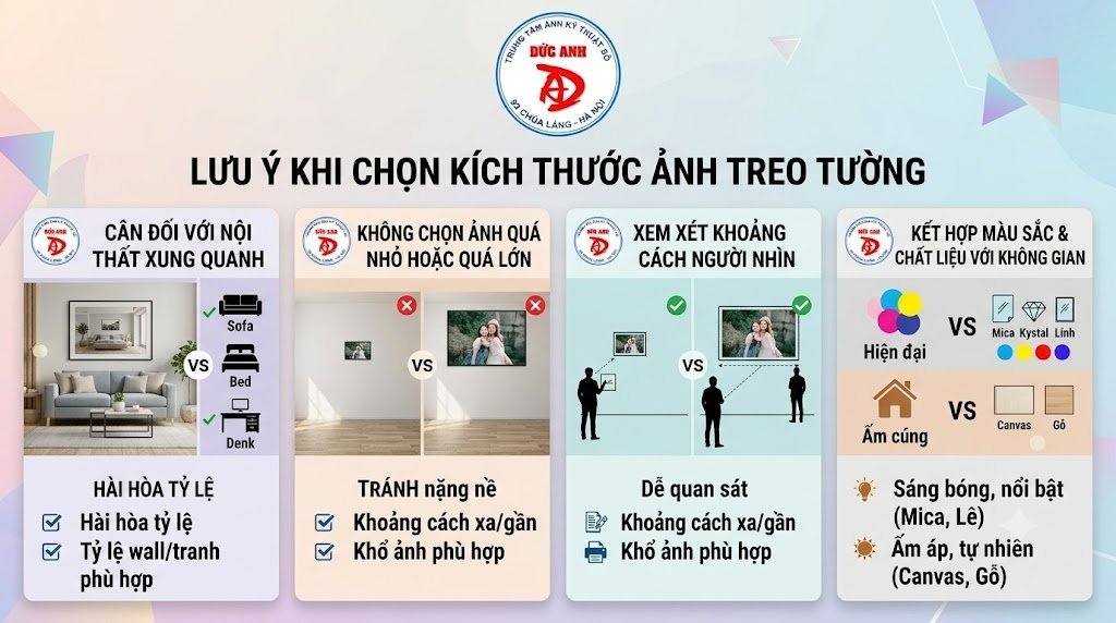 Những lưu ý khi chọn kích thước ảnh treo tường