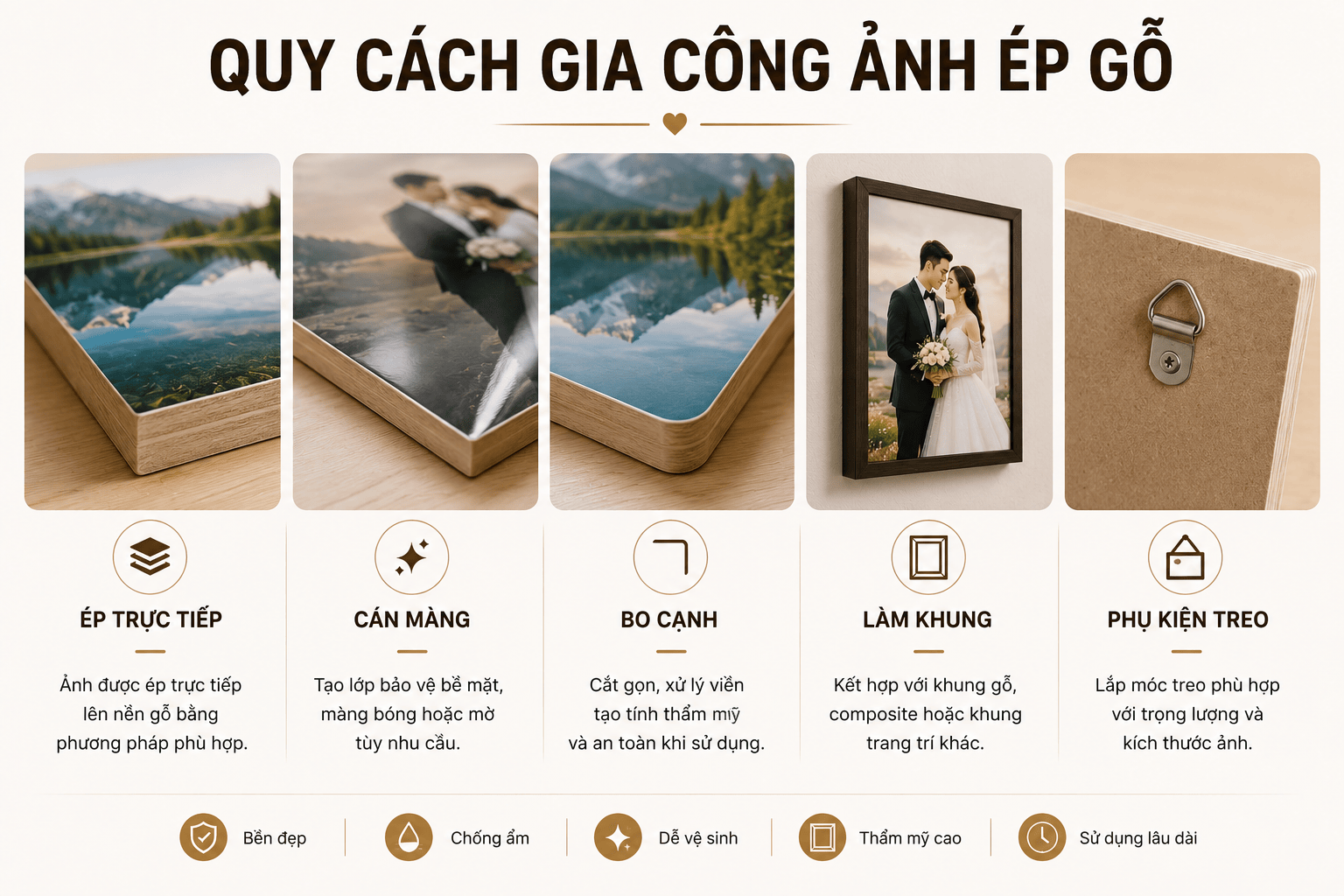 Quy cách gia công ảnh ép gỗ phổ biến