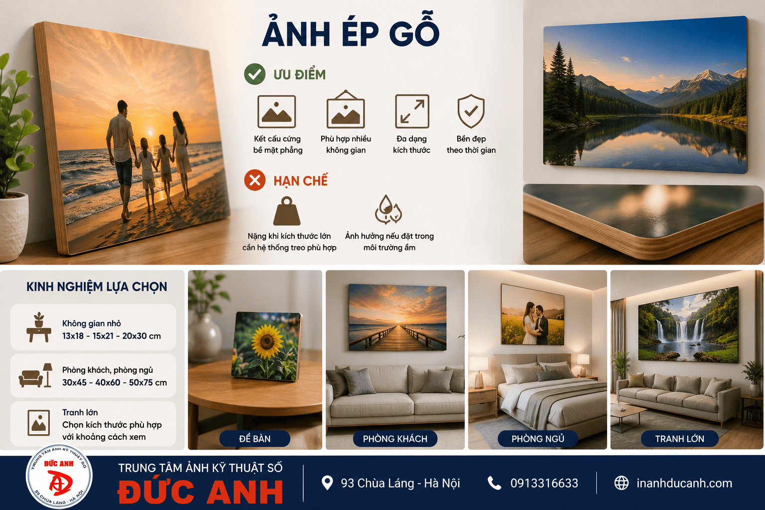 Ưu, nhược điểm và kinh nghiệm lựa chọn in ảnh ép gỗ